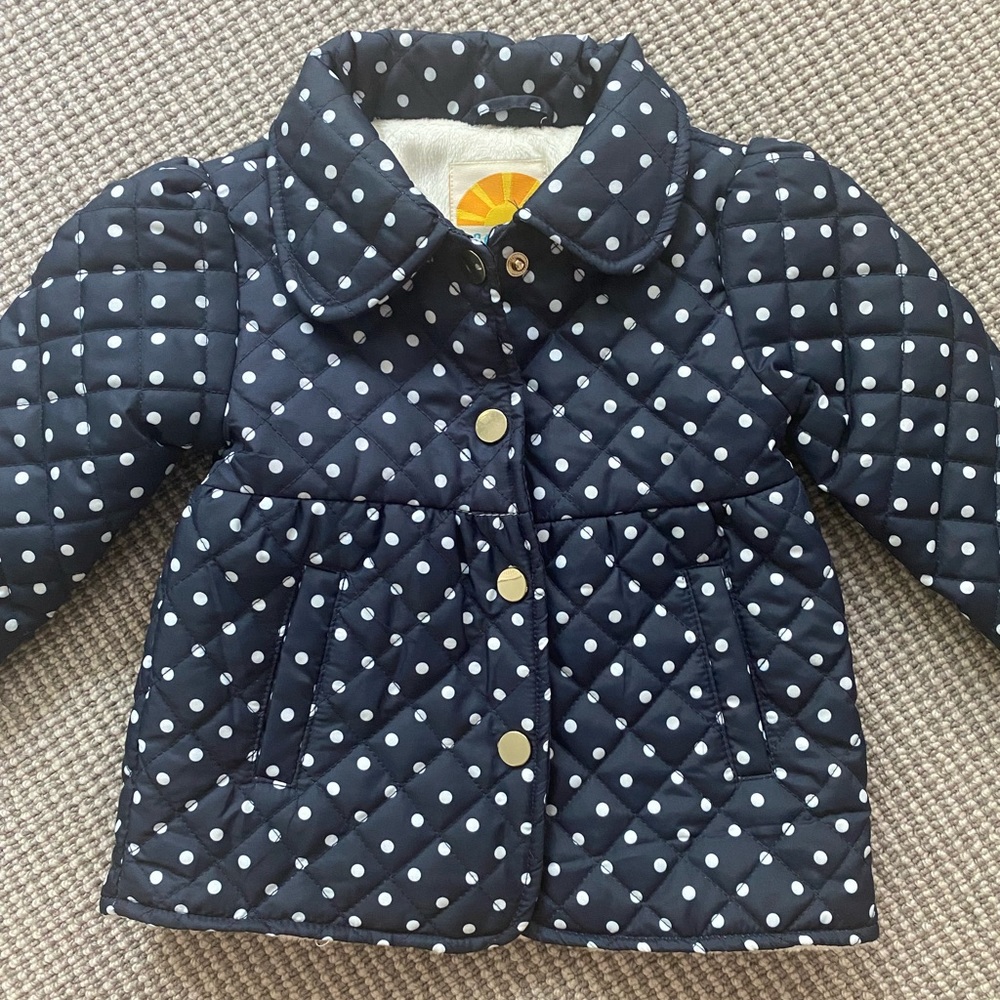 C&C California Navy Polka Dot Puffer Coat EUC 2T